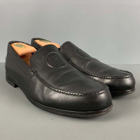 HERMES H Crest Black Leather Slip On Loafers - Picture 1 of 7